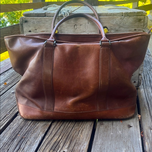 Vintage L.L. Bean Brown Leather Tote Bag – Style #0YV37 - Picture 6 of 16